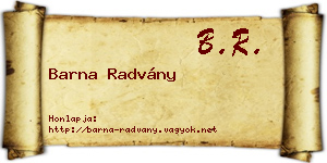 Barna Radvány névjegykártya